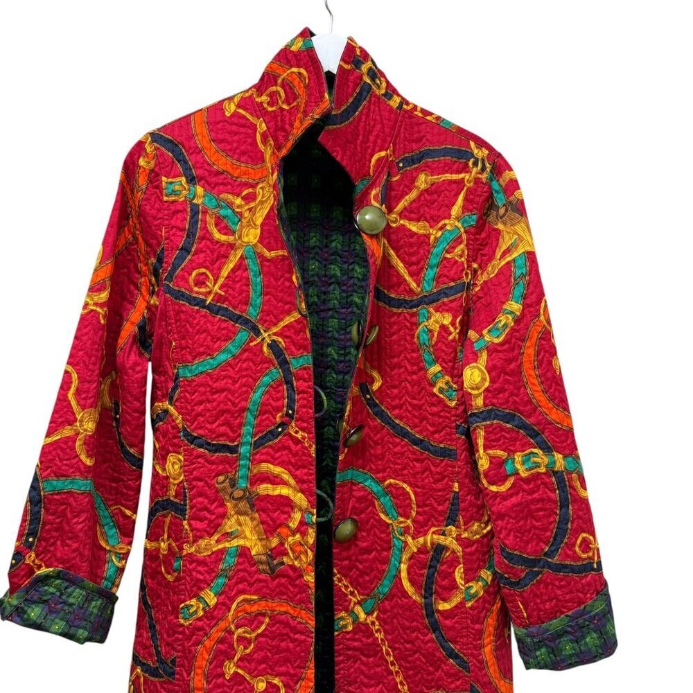 Quilted Reversible Jacket Medium Red Equestrian P… - image 7